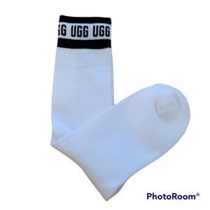 UGG Cotton/Poly White Socks with Black/White logo